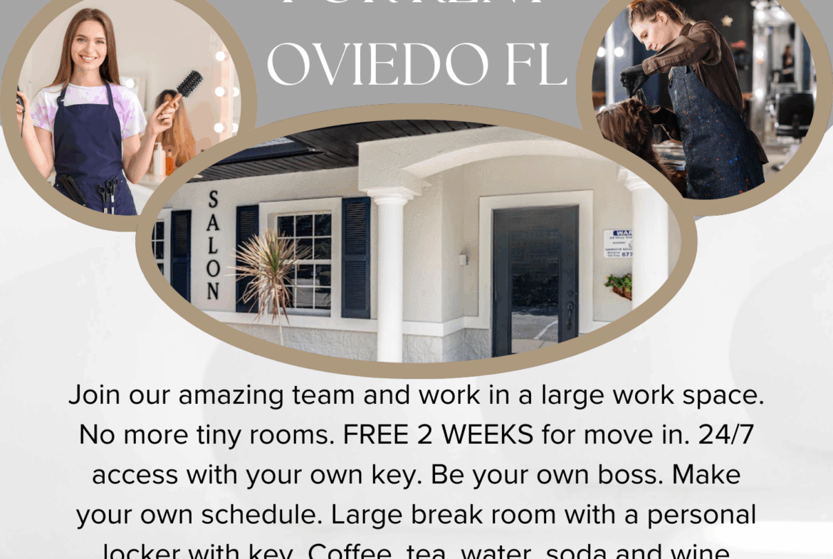 Comfortable salon chair available for rent in Oviedo, FL for beauty professionals.