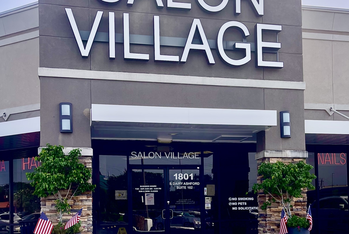 Exterior of a professional salon leasing space at Salon Village, ideal for hair and beauty professionals.