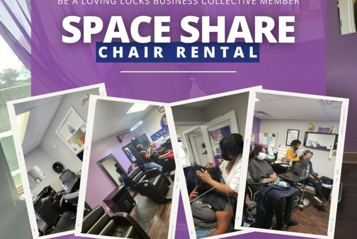 Affordable salon chair rental for beauty professionals, flexible workspace, part of Loving Locks.