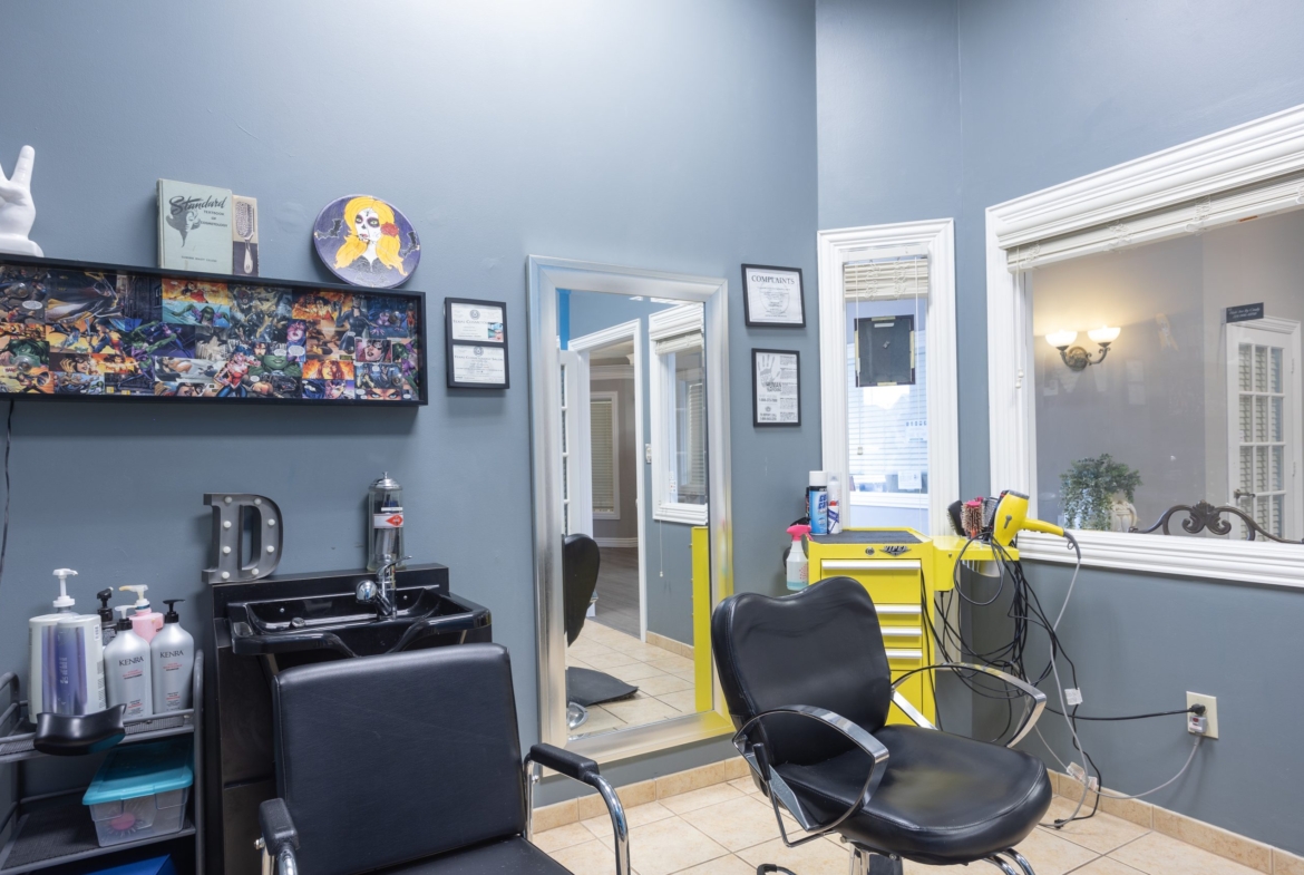 Affordable salon rental for beauty professionals and hair stylists. Perfect workspace in a modern salon environment.