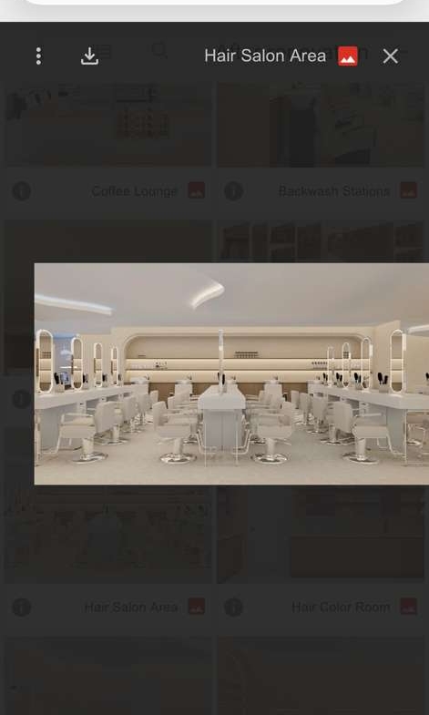 Modern hair salon interior with styling stations and mirrors.