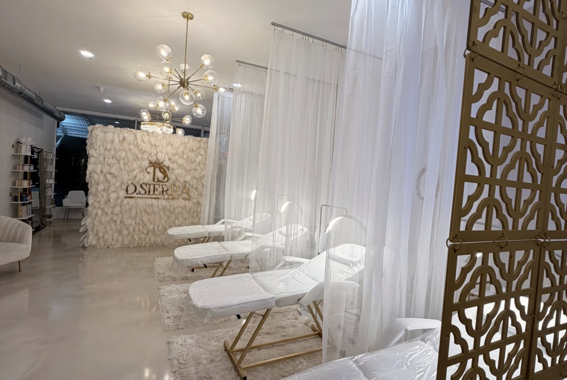 Comfortable salon treatment chairs with elegant white decor, private space, and stylish design for beauty services.