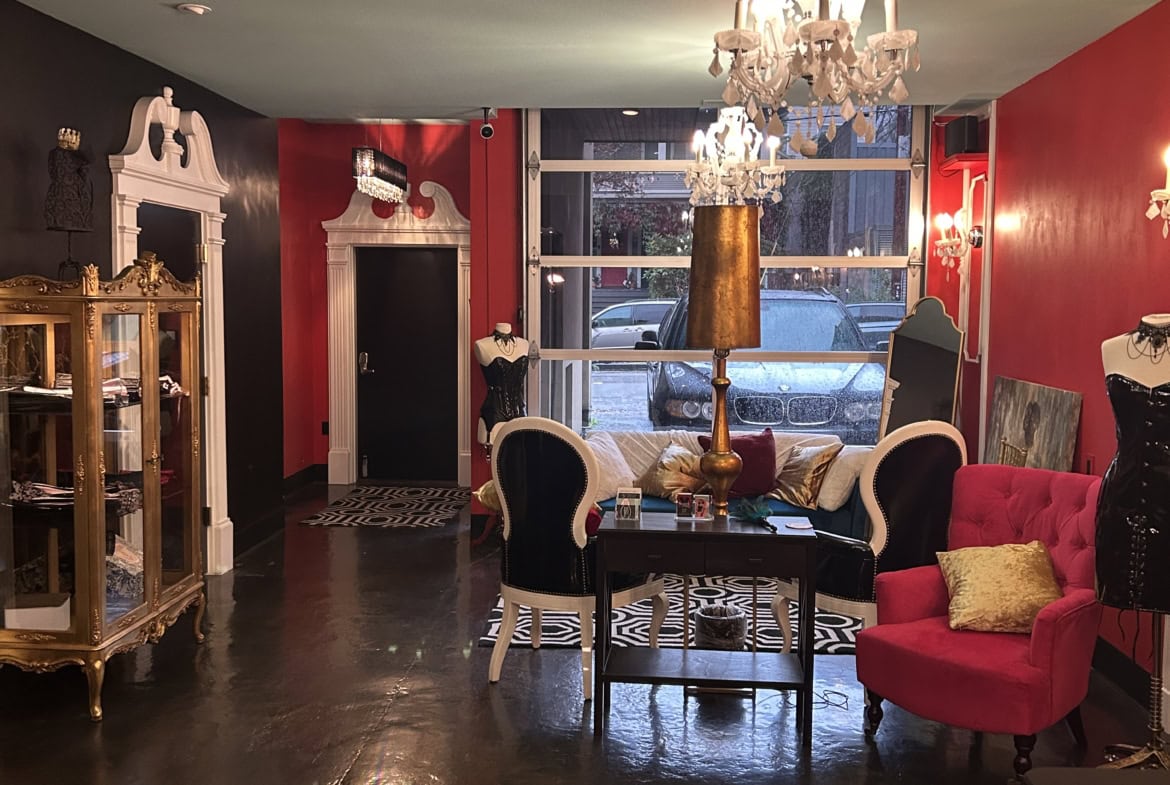 Elegant salon interior with luxurious decor and vintage furniture.