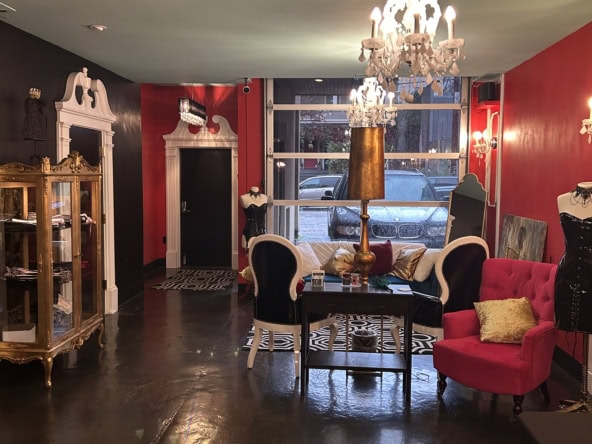 Elegant salon interior with luxurious decor and vintage furniture.