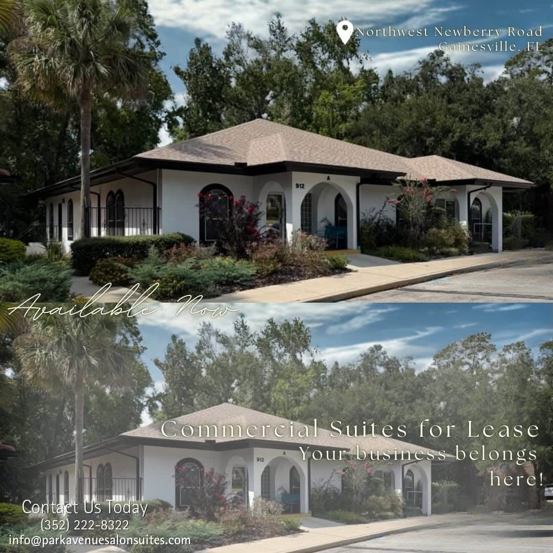 1. Modern commercial salon building in Gainesville, FL, available for lease.